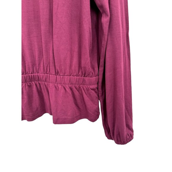 Banana Republic Women's Long Sleeve Maroon Blouse T-Shirt Tee Peplum Casual S - Picture 6 of 7